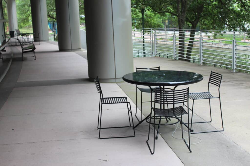 Cafe Table with Terrace Chairs at Woodlands Waterway - The Woodlands, TX