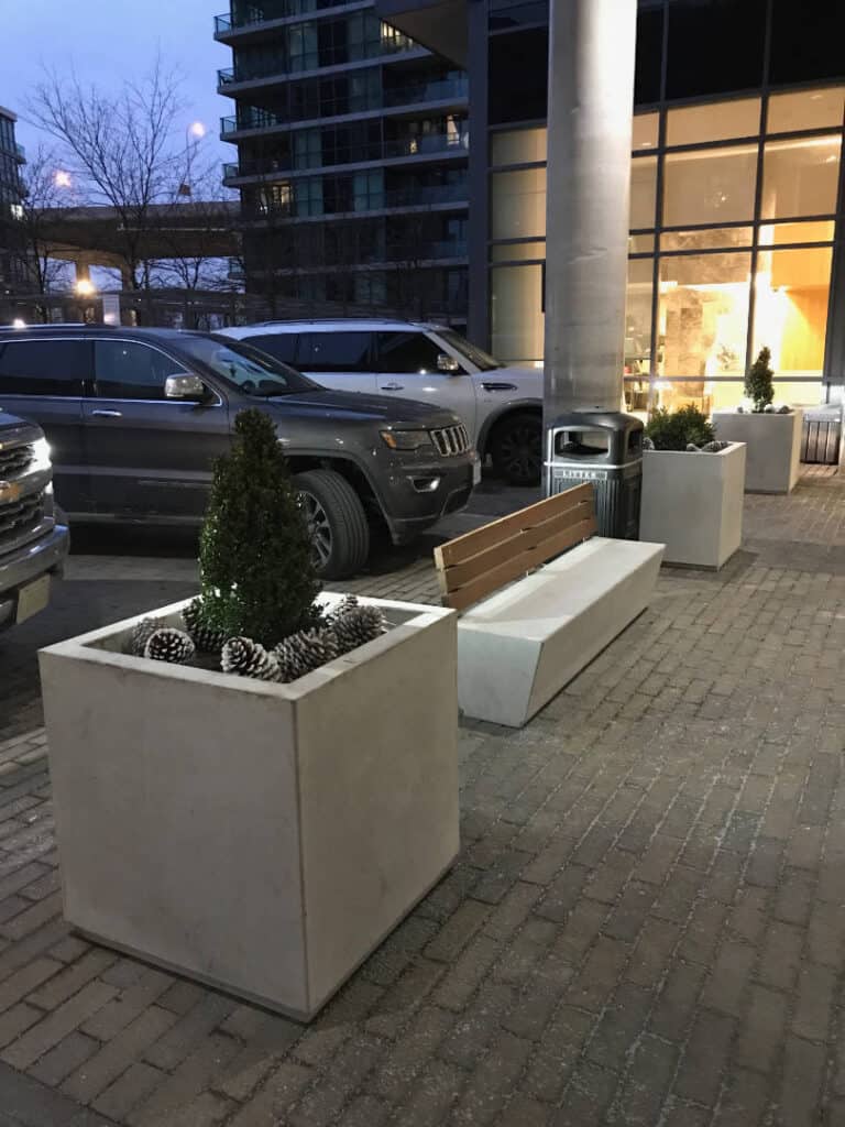 Square Series Planter and Custom Bench