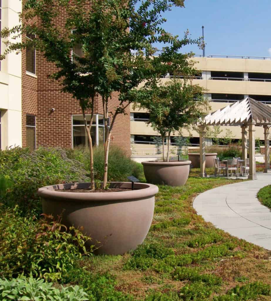 Custom planters at Shady Grove Medical Center - Rockville, MD